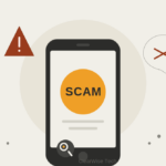 cell phone showing phone scam prevention imagery